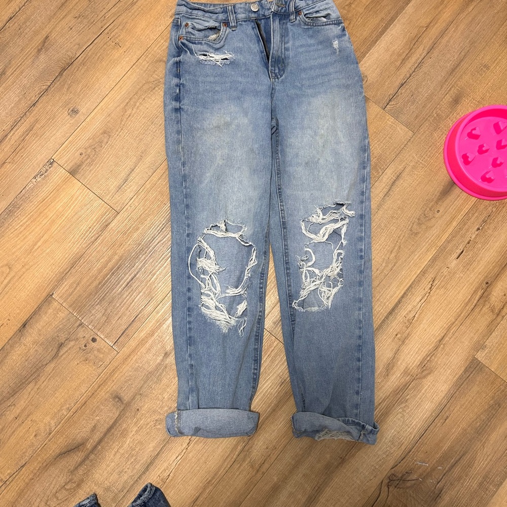 American Eagle By Payless Light Blue Distressed Boyfriend Jeans